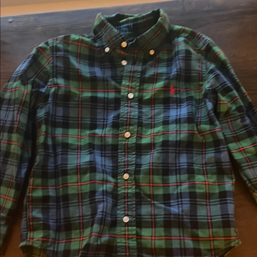 Ralph Lauren Green and Blue Plaid Button Down Shirt
